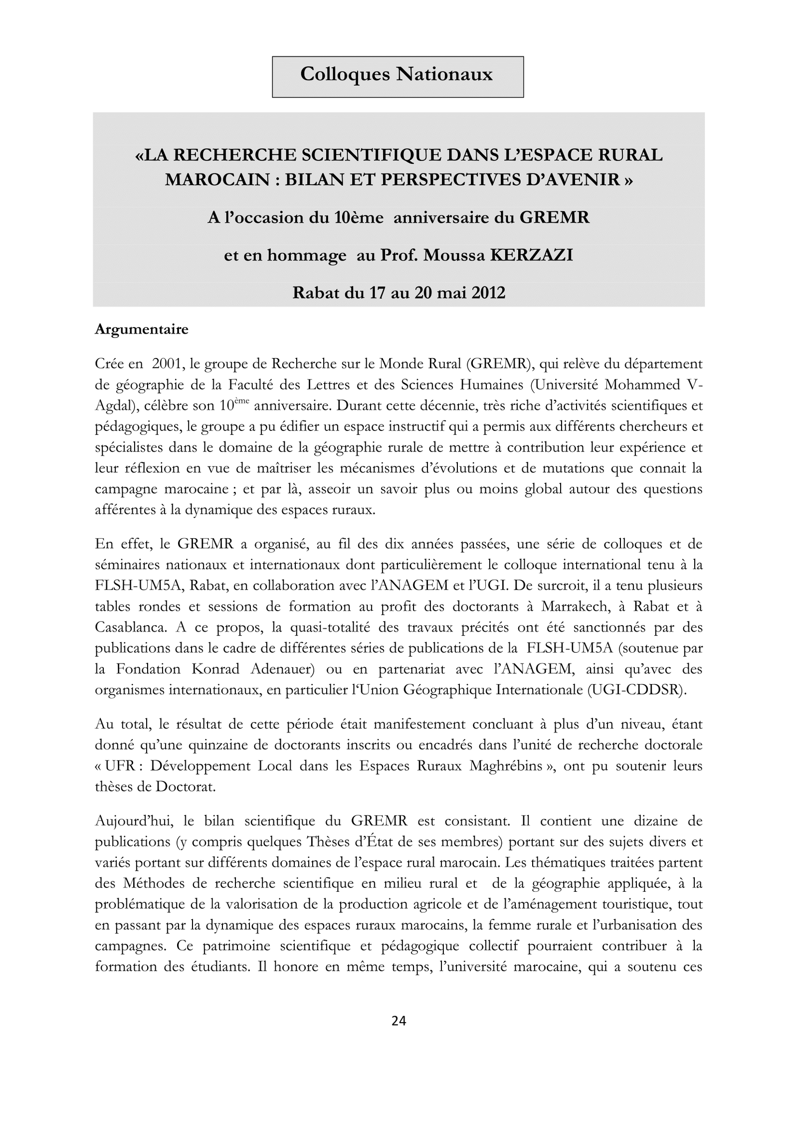 Catalogue GREMR du 8 mai 2012